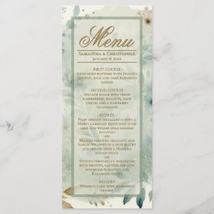 Sage Green & Gold Botanical Boho Chic Wedding Menu