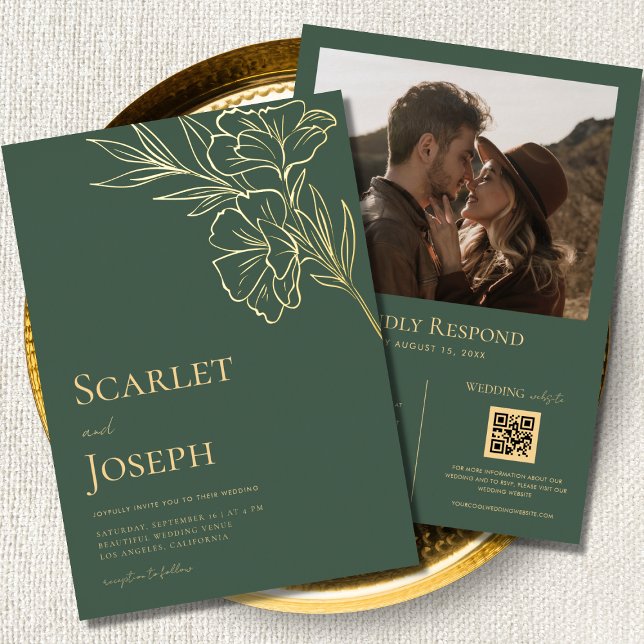 Sage Green Gold Botanical QR Code RSVP Wedding (Creator Uploaded)
