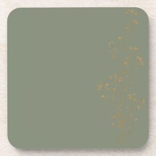 Sage Green Gold Botanical Wedding Coaster