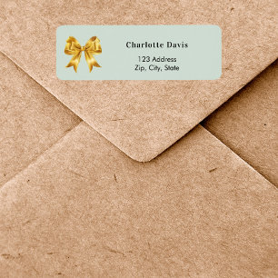 Sage green gold bow return address 
