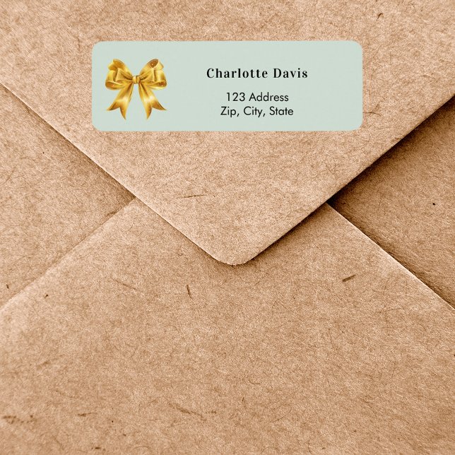 Sage green gold bow return address  (Creator Uploaded)