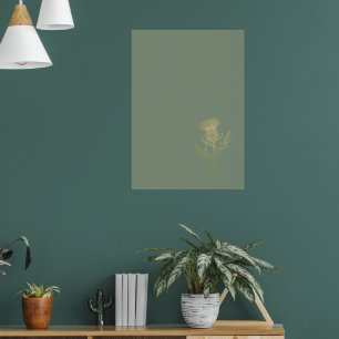 Sage Green Gold Deer Botanical Minimalist Art Prin Poster