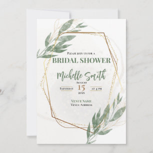 Sage Green Gold Eucalyptus Floral Bridal Shower Invitation