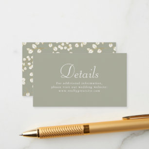 Sage Green Gold Eucalyptus Leaves Wedding Details Enclosure Card