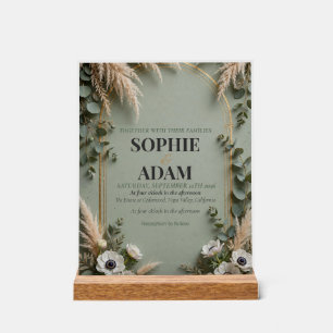 Sage Green Gold Foil Art Deco Double Arch Wedding Acrylic Sign