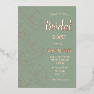 Sage Green Gold Foil Floral Elegant Bridal Shower