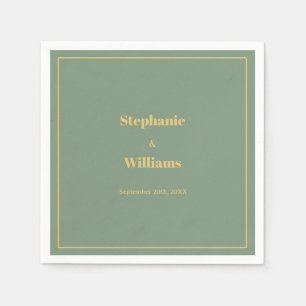 Sage Green Gold Golden Elegant Minimal Wedding Napkin