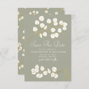 Sage Green Gold Greenery Eucalyptus Leaves Save The Date