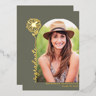 Sage Green Gold Handwritten Photo Graduation