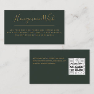 Sage Green Gold Honeymoon Wish QR Code Enclosure Card