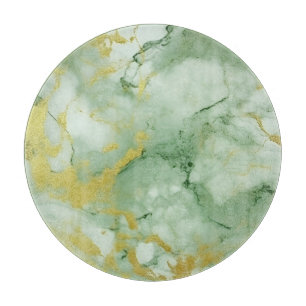 Sage Green Gold Marble  Cutting Board