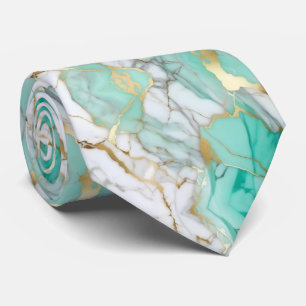 Sage Green Gold Marble Stone Elegant  Tie