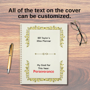 Sage Green & Gold Motif Perseverance Goal  Planner