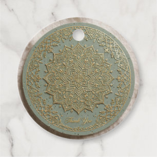Sage Green Gold Mughal Thank You Favour Tag - Mehn