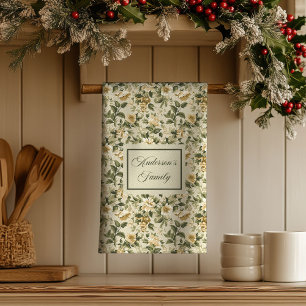 Sage Green Gold Print Personalised Luxury Towel 