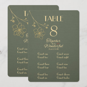 Sage Green Gold Table Number and Place Card