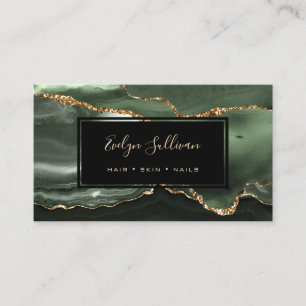 sage green gold watercolor agate business card