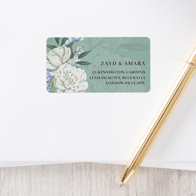 Sage Green & Gold Wedding Return Address Labels (Creator Uploaded)