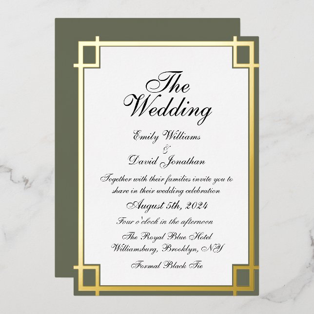 Sage Green Golden Classic Wedding (Front/Back)