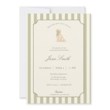 Sage Green Golden Retriever Baby Shower Invitation