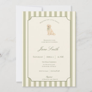 Sage Green Golden Retriever Baby Shower Invitation