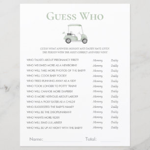 sage green golf baby shower guess who game