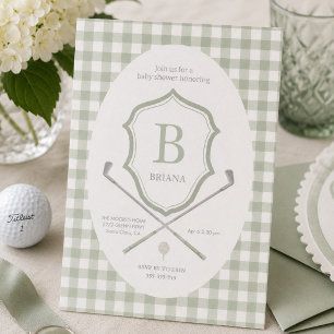 Sage green Golf baby shower Invitation