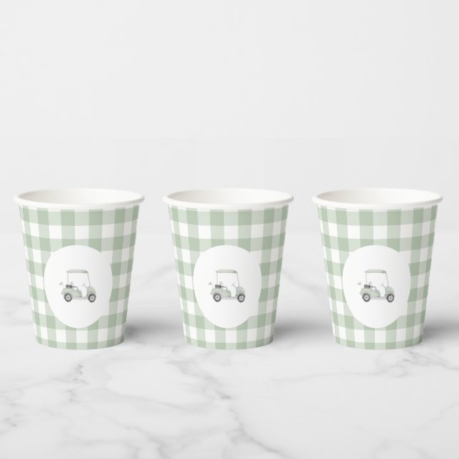 Sage green golf baby shower paper cups (Multi)