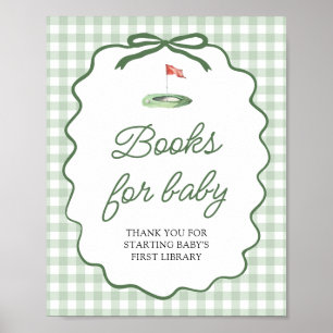 Sage Green Golf Bow Baby Shower Diaper Raffle Game Poster