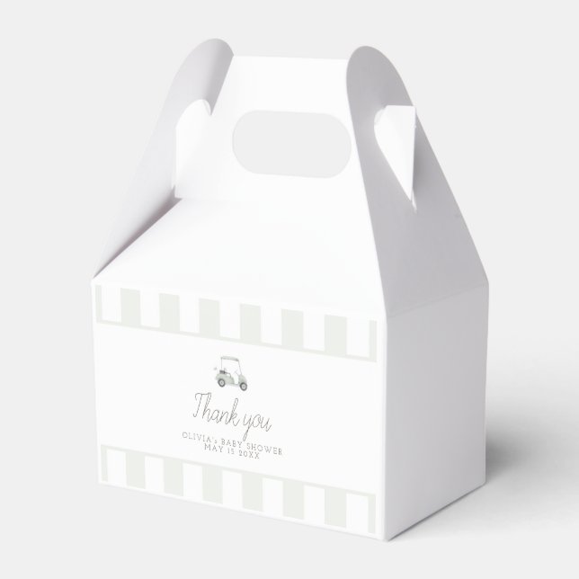 Sage green golf cart favour box (Front Side)