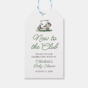Sage Green Golf New to the Club Baby Shower Gift Tags
