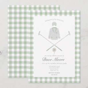 Sage green Golf theme baby shower Invitation