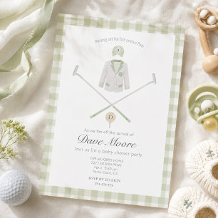 Sage green Golf theme baby shower Invitation