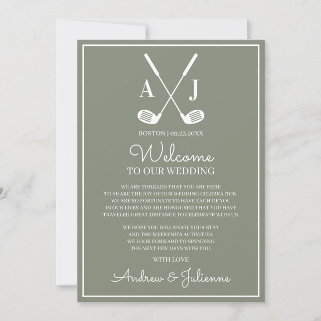Sage Green Golf Wedding Invitation (Front)