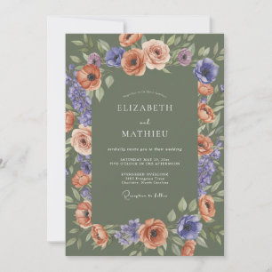 Sage Green Graceful Autumnal Wedding Invitation