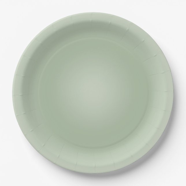 Sage Green Gradient Aura Paper Plate (Front)