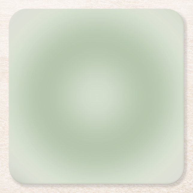 Sage Green Gradient Aura Square Paper Coaster (Front)