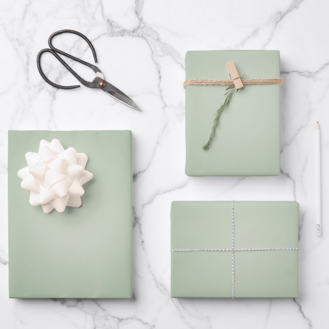 Sage Green Gradient Aura Wrapping Paper Sheet (Front)