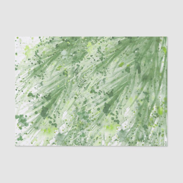 Sage green greenery abstract watercolor art tissue paper (Front)