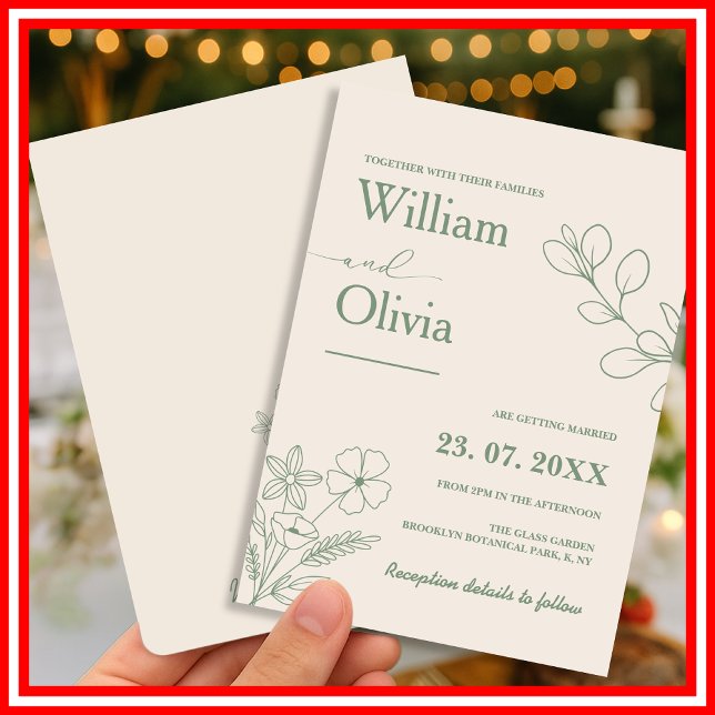 Sage Green Greenery Boho Wedding Invitation (Creator Uploaded)
