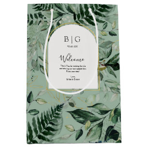 Sage Green greenery foliage wedding guest hotel Medium Gift Bag