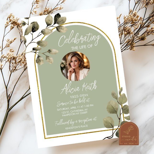 Sage Green Greenery Funeral Invitation (Creator Uploaded)