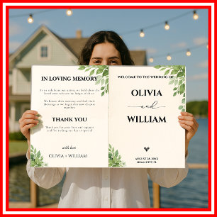 Sage Green Greenery Order of Event Wedding Program Programme
