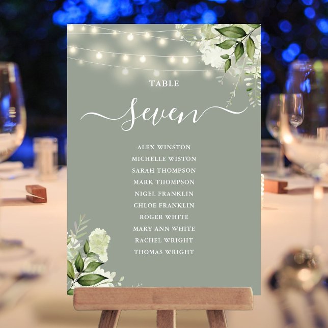 Sage Green Greenery Seating Plan Table Number (Sage Green Greenery Seating Plan Table Number)