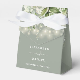 Sage Green Greenery String Lights Wedding Favour Box