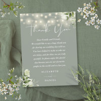 Sage Green Greenery Thank You Wedding Place Card