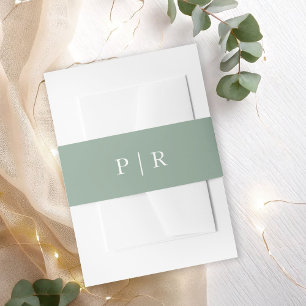 Sage Green Greenery Wedding Invitation Belly Band