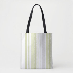 Sage Green Grey Watercolor Striped Tote Bag
