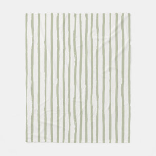 Sage Green Grunge Bold Stokes Lines Pattern Fleece Blanket