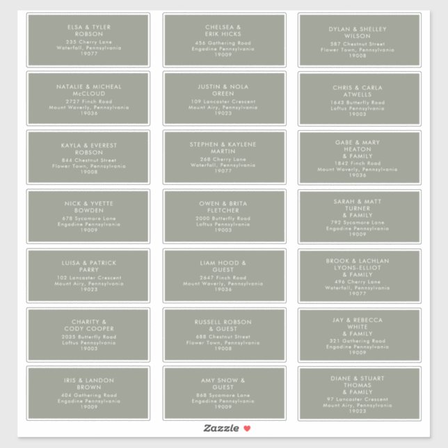 Sage Green Guest Address Sticker (Sheet)